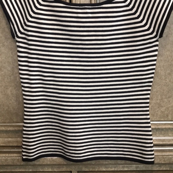 INC BROWN & CREAM STRIPED SLEEVELESS PETITE SHIRT - Picture 8 of 8